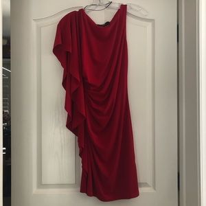 ABS Allen Schwartz Red One Shoulder Dress